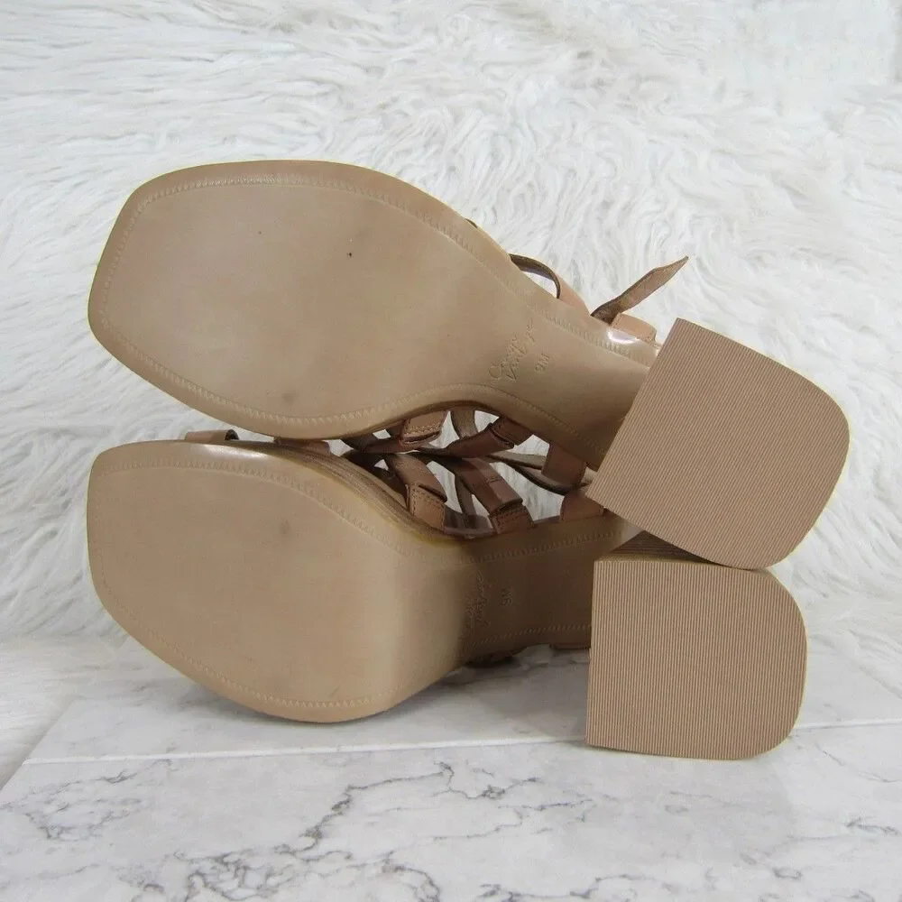Crown Vintage Women’s Farlie Tan Heeled Platform Sandals Women's Size 9 M